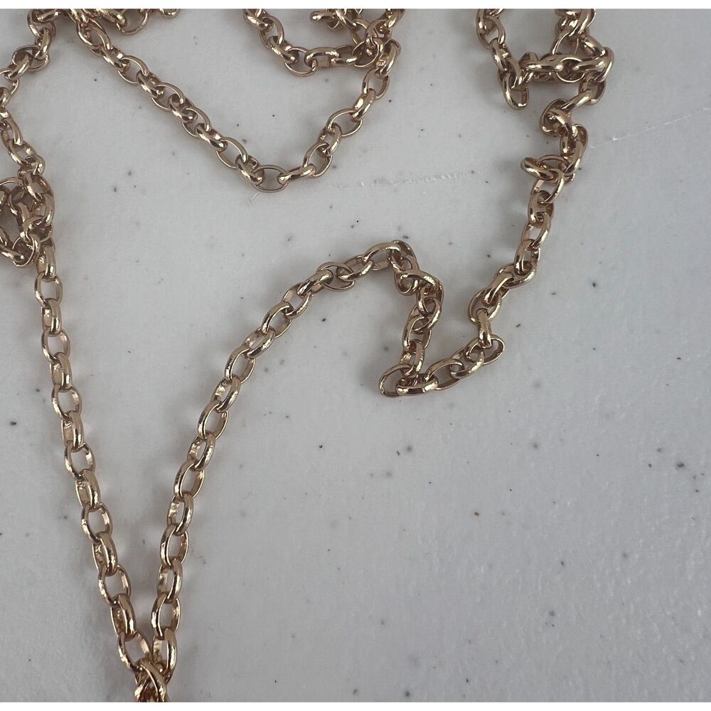 Old Navy Gray Tassel Pendant Necklace Gold Chain Gray - Picture 3 of 5